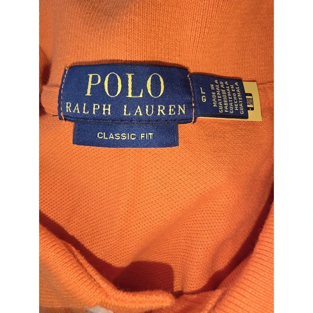 Polo Ralph Lauren Orange Classic Fit Short Sleeve Polo Shirt Men Size Large